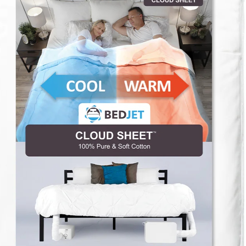 Bed jet Queen Cloud Sheet Set - Cool Blue and Warm Orange Cotton Bedding